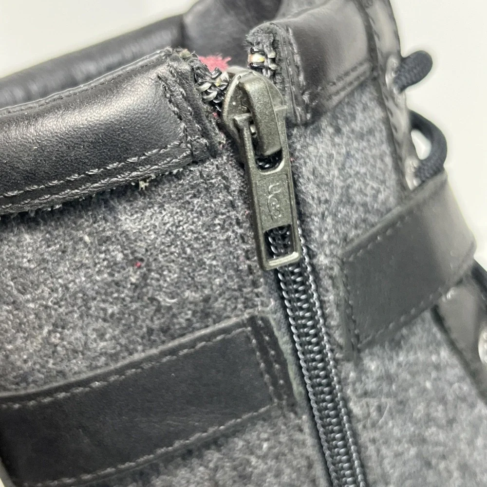 UGG KESEY Black NWOB Leather WATERPROOF SNOW Boot‎ Buckle Womens Size 39/8